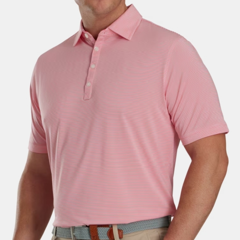 FootJoy Mens Polo Micro Feeder Lisle Self Collar Golf shirt